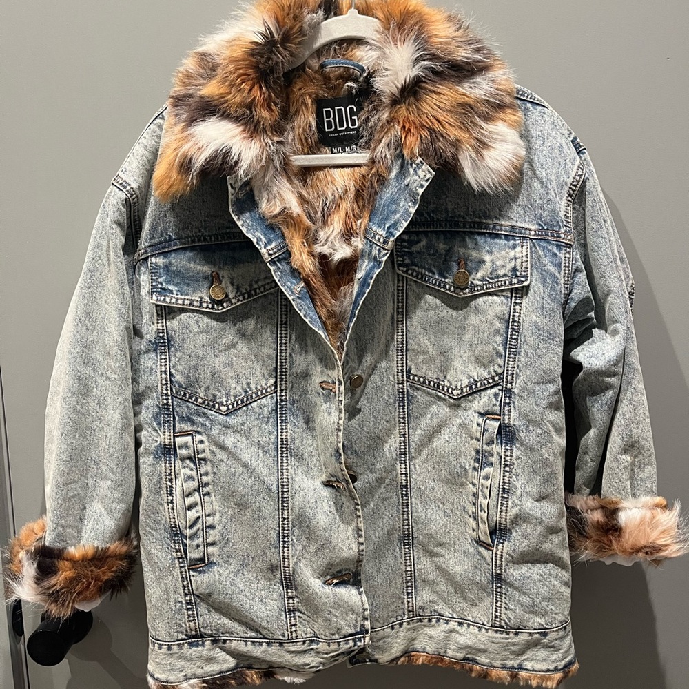 BDG faux fur lined denim jacket